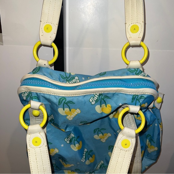 🍒 Vintage Super Rare Juicy Couture Purse Bag Blue Cherry Print Handbag 🍒 - Picture 7 of 13